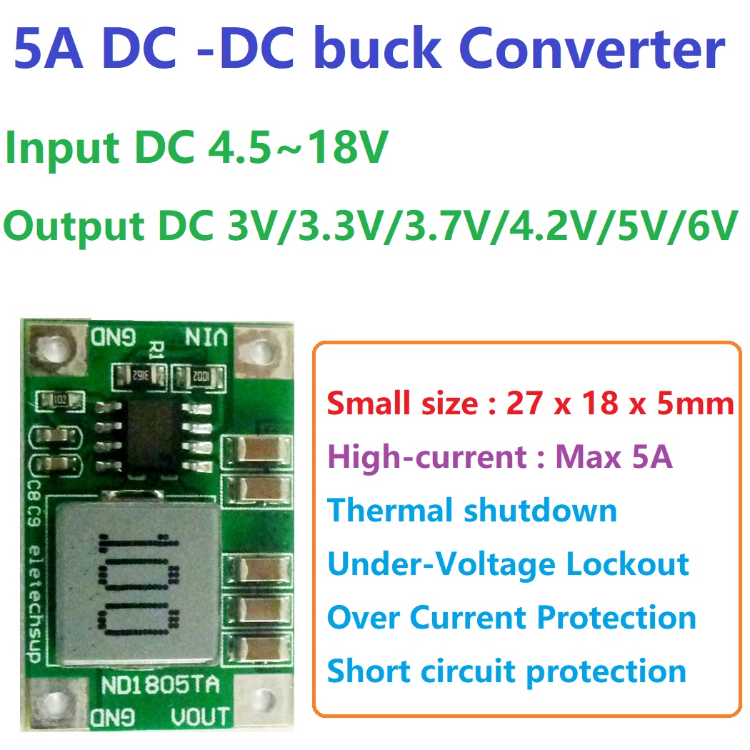 Raspberry Pi 4 - Modul Konverter DC-DC 5A, 4,5-18V ke